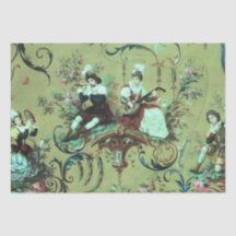 Franse Sage Green Toile Victoriaans Stijl Decoupag