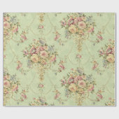 Franse Sage Groene Victoriaans Stijl Bloemen Decou Cadeaupapier (Vlak)
