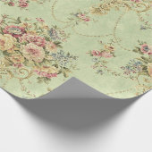 Franse Sage Groene Victoriaans Stijl Bloemen Decou Cadeaupapier (Hoek)
