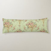 Franse salie groene Victoriaans stijl bloemenrococ Lichaamskussen (Achterkant)