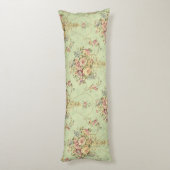 Franse salie groene Victoriaans stijl bloemenrococ Lichaamskussen (Achterkant (Verticaal))