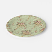 Franse salie groene Victoriaans stijl bloemenrococ Papieren Bordje (Gekanteld)