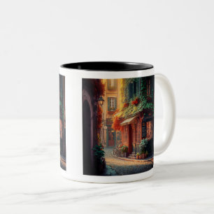 Franse Scene Two-Tone Mok, 11 oz Tweekleurige Koffiemok