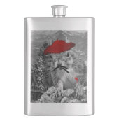 Franse schilder in rode bertspirrel heupfles (Voorkant)