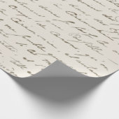 Franse Script Gold Letter Beige Cadeaupapier (Hoek)