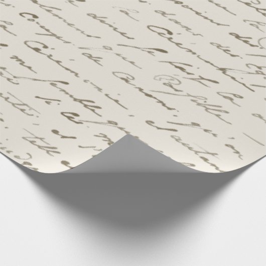  Franse Script Gold Letter Beige Cadeaupapier (Hoek)