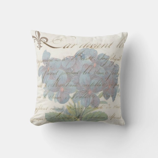 Franse Script Hydrangea Market Style Pillow Kussen (Voorkant)