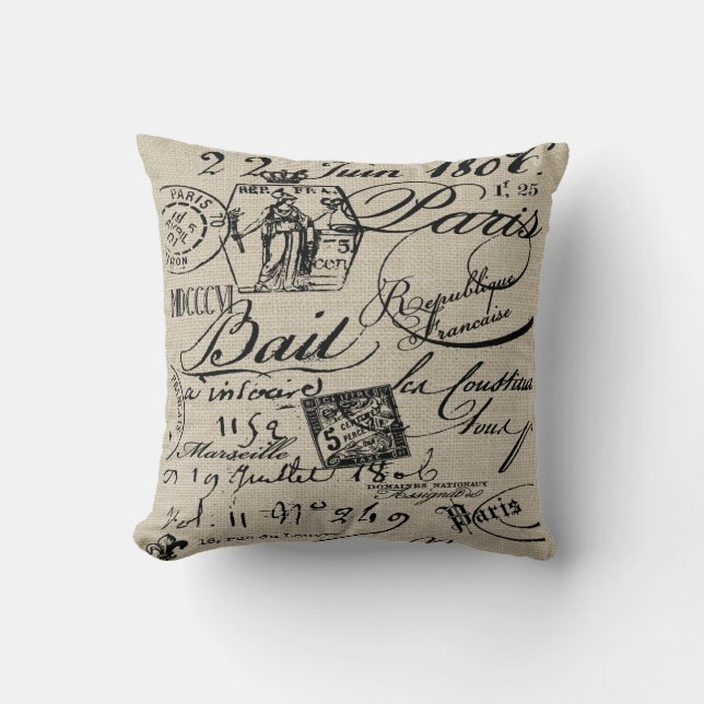 Franse Script Pillow Kussen (Voorkant)