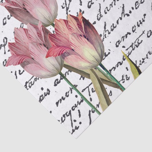 Franse  Script-roze Tulp-ventilator Tissuepapier (Detail)