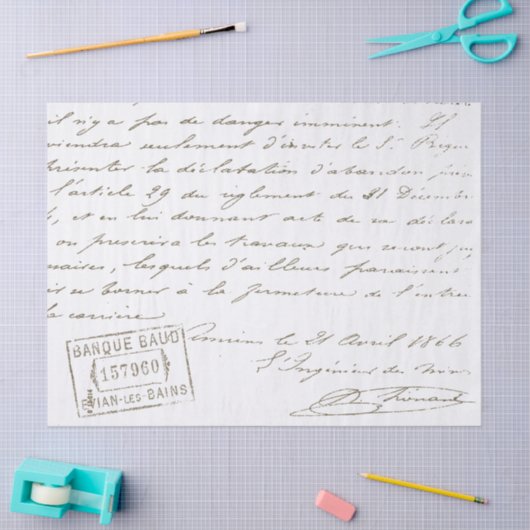 Franse Script  Stamped Letter Decoupage Tissuepapier (Craft)