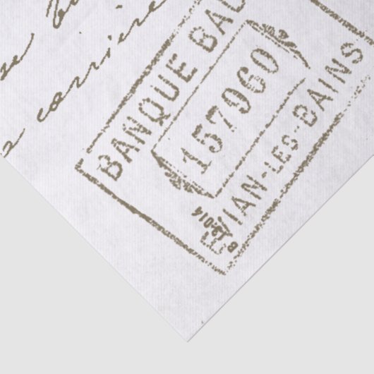 Franse Script  Stamped Letter Decoupage Tissuepapier (Detail)