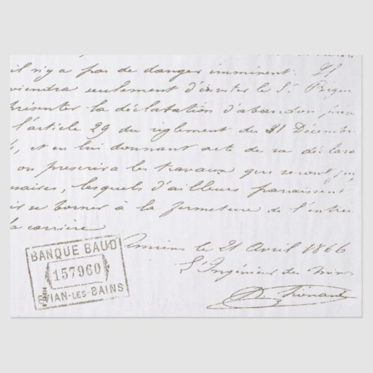 Franse Script  Stamped Letter Decoupage Tissuepapier (Voorkant)