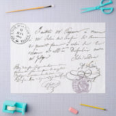 Franse Script  Stamped Text Decoupage Tissuepapier (Craft)