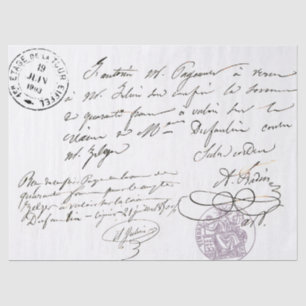 Franse Script Stamped Text Decoupage Tissuepapier