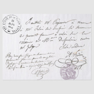 Franse Script  Stamped Text Decoupage Tissuepapier