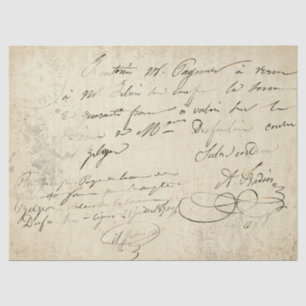 Franse Script Stamped Text Decoupage Tissuepapier