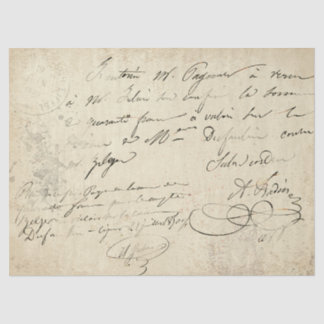 Franse Script  Stamped Text Decoupage Tissuepapier