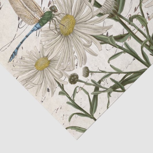 Franse script wildflower libel decoupage  tissuepapier (Detail)
