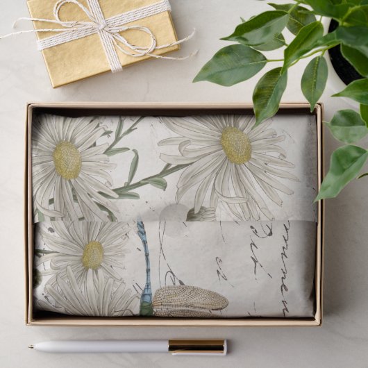 Franse script wildflower libel decoupage  tissuepapier (Geschenk)