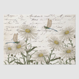 Franse script wildflower libel decoupage tissuepapier