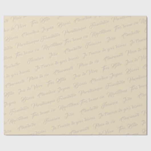 Franse Script Words Wrapping Paper Cadeaupapier (Vlak)