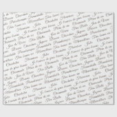 Franse Script Words Wrapping Paper Cadeaupapier (Vlak)