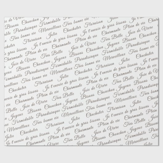 Franse Script Words Wrapping Paper Cadeaupapier (Vlak)