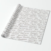 Franse Script Words Wrapping Paper Cadeaupapier (Uitgerold)