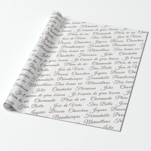 Franse Script Words Wrapping Paper Cadeaupapier