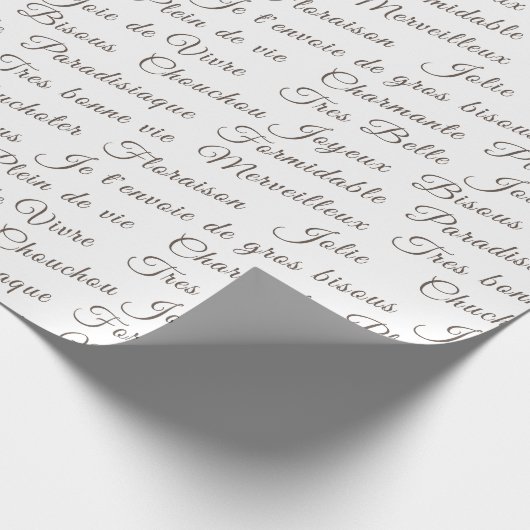 Franse Script Words Wrapping Paper Cadeaupapier (Hoek)