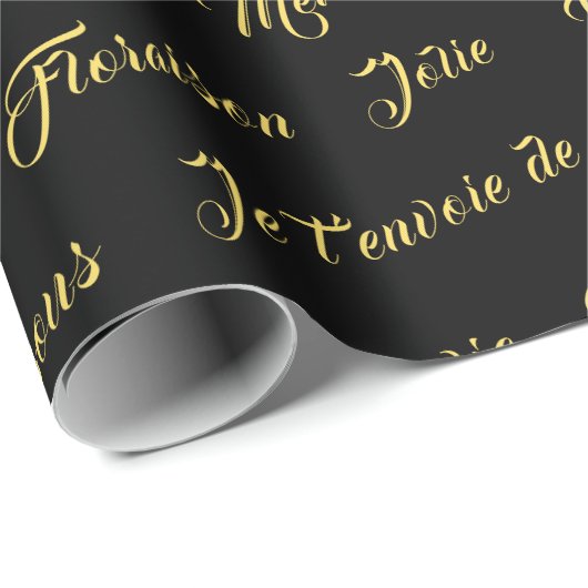 Franse Script Words Wrapping Paper Cadeaupapier (Rol Hoek)