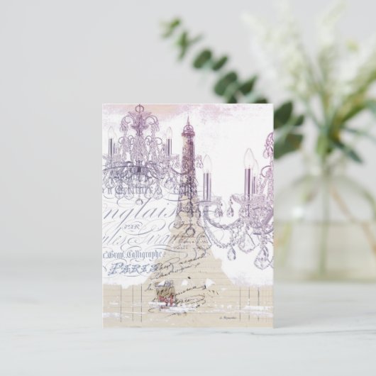 franse scriptkroeskroes parijs eiffeltoren briefkaart (Staand voorkant)