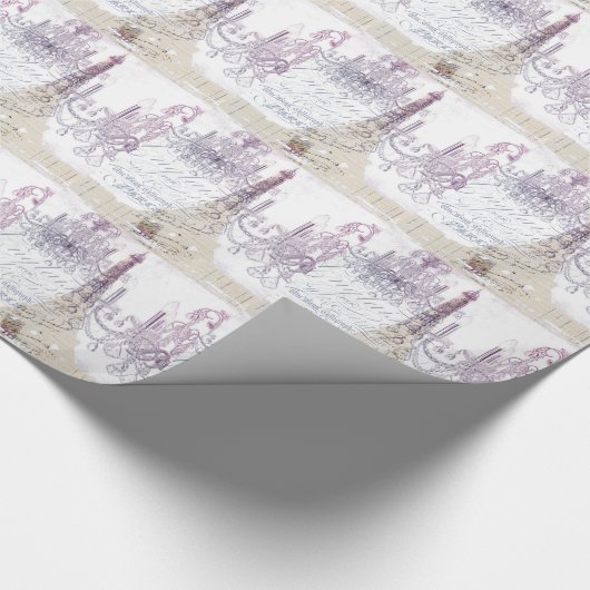 franse scriptkroeskroes parijs eiffeltoren cadeaupapier (Hoek)