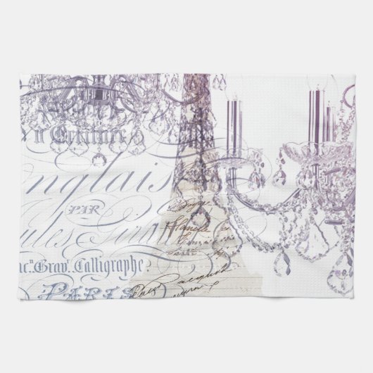 franse scriptkroeskroes parijs eiffeltoren theedoek (Horizontaal)