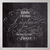 Franse scripts in het Parijse landkarton Poster (Voorkant)