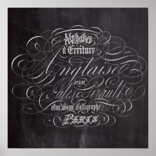 Franse scripts in het Parijse landkarton Poster