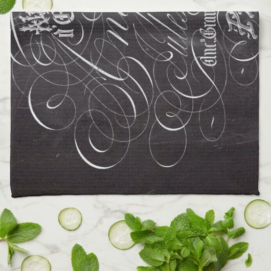 Franse scripts in het Parijse landkarton Theedoek (Gevouwen)