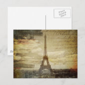 franse scripts Modern  Paris Eiffel Tower Briefkaart (Voorkant / Achterkant)