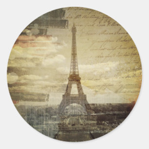 franse scripts Modern  Paris Eiffel Tower Ronde Sticker