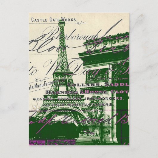 Franse scripts Paris eiffel toren boog van triomf Briefkaart (Voorkant)