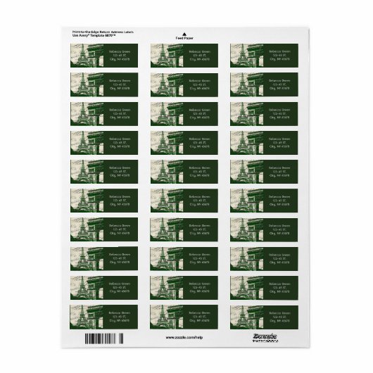 Franse scripts Paris eiffel toren boog van triomf Etiket (Full Sheet)