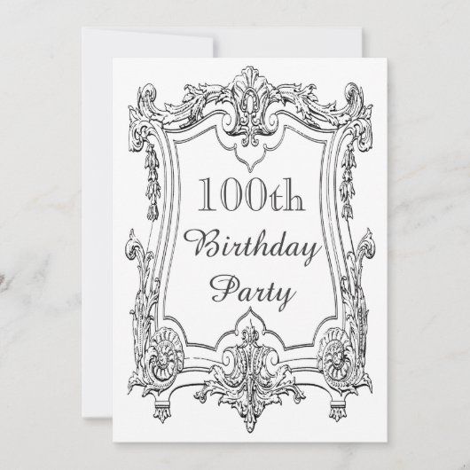 Franse Scroll 100ste Verjaardag Dubbelzijdig Kaart (Voorkant)