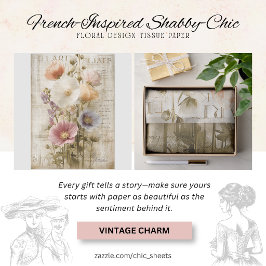 Franse Shabby-Chic Bloemendesign Tissuepapier