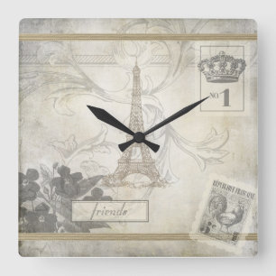 Franse Shabby Chic Clock Vierkante Klok