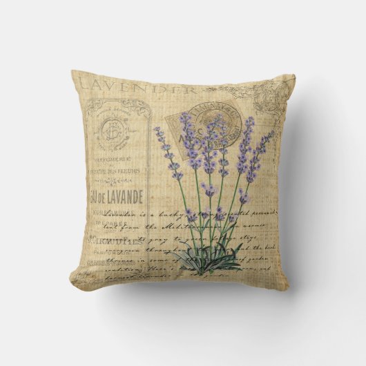 Franse shabby-chic  Lavender Cushion. Kussen (Voorkant)