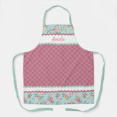 Franse Shabby Chic Pastel Blauwgroen Blauw Roze Ro Schort (Voorkant)