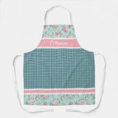 Franse Shabby Chic Pastel Blauwgroen Blauw Roze Ro Schort (Voorkant)