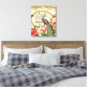  Franse Shabby Chic Peacock Canvas Afdruk (Insitu (Slaapkamer))