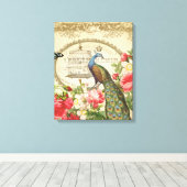  Franse Shabby Chic Peacock Canvas Afdruk (Insitu (Houten vloer))