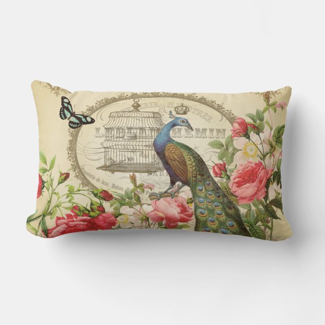  Franse Shabby Chic Peacock Kussen (Voorkant)